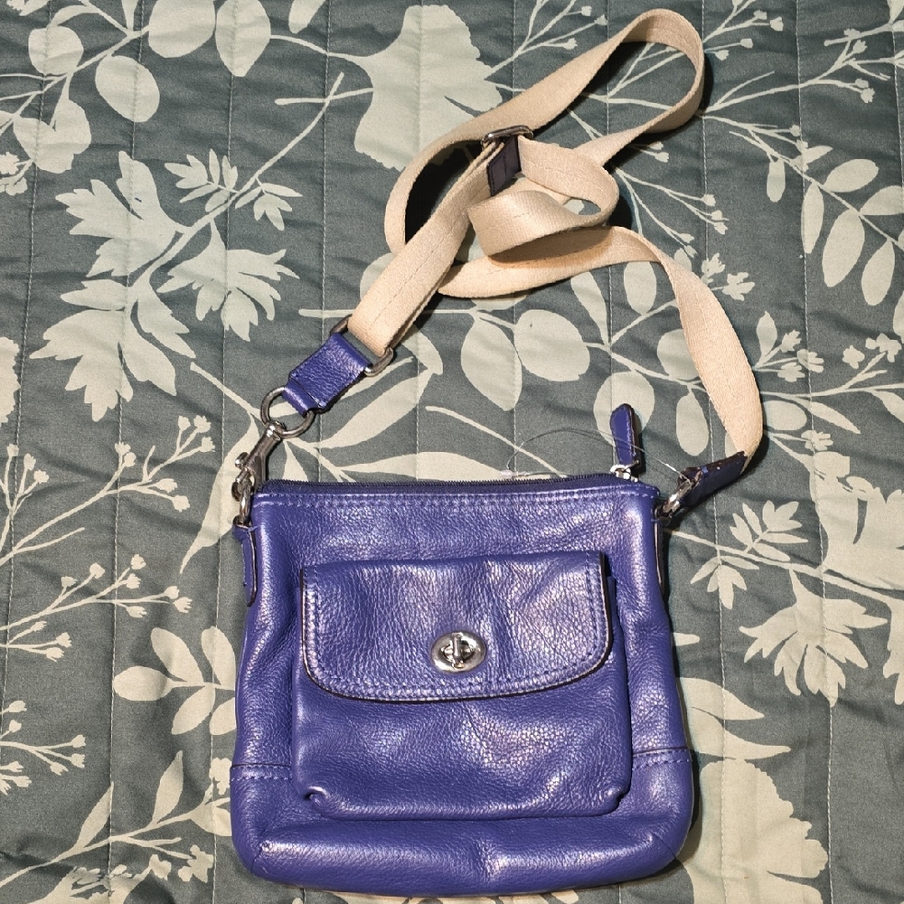 Blue Leather Coach Crossbody Bag